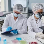 People examining samples in the lab