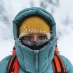 Female mountaineer in wintertime at Glen Coe, Scotland